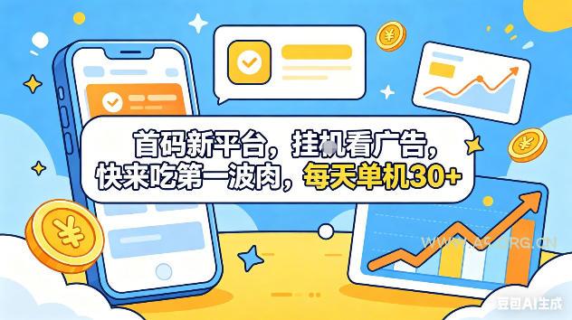 首码新平台，挂G自动看广告，快来吃第一波肉，每天单机30+，可矩阵放大【揭秘】-小红泡