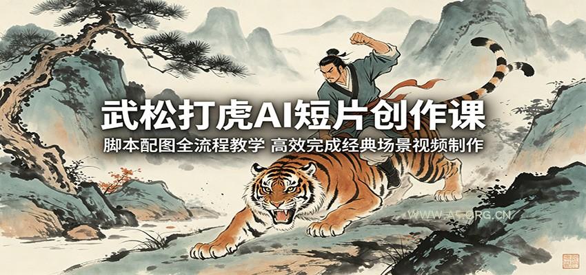 武松打虎AI短片创作课：脚本配图全流程教学，高效完成经典场景视频制作-小红泡