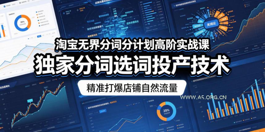 淘宝无界分词分计划高阶实战课，独家分词选词投产技术，精准打爆店铺自然流量