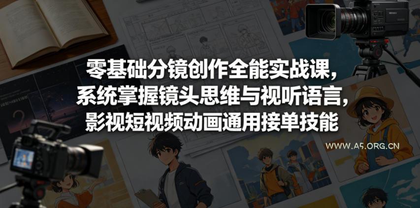 零基础分镜创作全能实战课，系统掌握镜头思维与视听语言，影视短视频动画通用接单技能